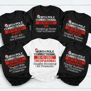 Personalisierte Nordpol-Korrektur-Shirts, passende Familien-Weihnachts-Shirts, lustige Gruppen-Weihnachtspyjamas, xmas festliche Mama-Vati-Kinder-T-Shirts