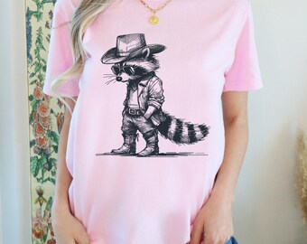 Vintage Cowboy Raccoon Comfort Colors T-Shirt, Western Graphic Tee