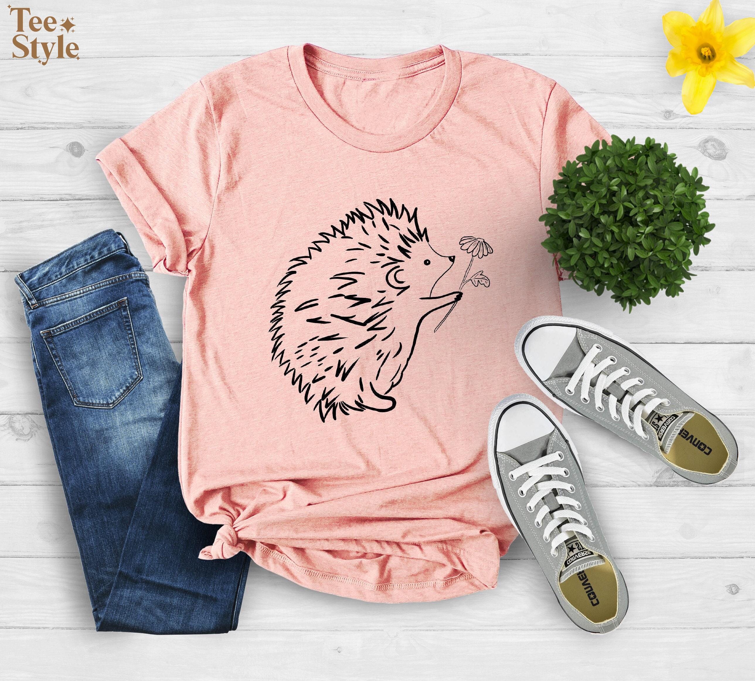 Hedgehog And Flower Shirt, Hedgehog Lover Shirt, Animal Lover Shirt, Hedgehog Shirt, Hedgehog T-Shirt, Hedgehog Gifts, Cute Hedgehog