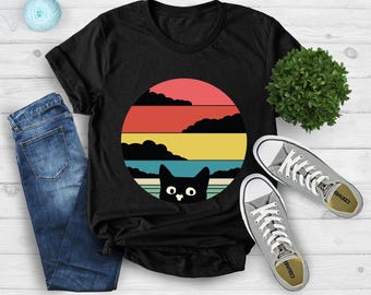 Retro Cat Graphic T-Shirt, Funny Kitten Gift