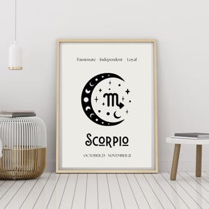 Schorpioen dierenriem digitale download print | Poster sterrenbeeld astrologie | Cadeau sterrenbeeld | Horoscoop kunst aan de muur