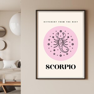 Schorpioen dierenriem digitale download print | Poster sterrenbeeld astrologie | Cadeau sterrenbeeld | Horoscoop kunst aan de muur