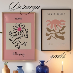 Gratis Matisse cartel, imprimible marron rosa, Matisse impresión rosa, galería pared arte floral decoración digital, arte papiers découpés