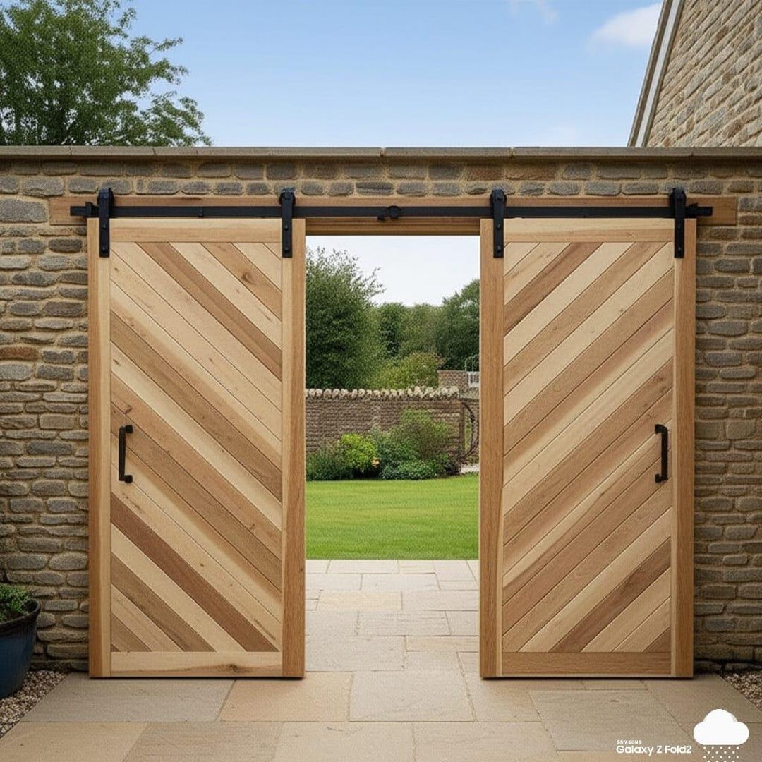 Rustic Double Panel Sliding Gate - Barn Door - Garden Gate - Farmhouse ...