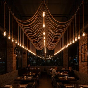 rope chandelier, 25pcs long rope lamp, cafe restaurant bar lighting, bohemian style chandeliers,UL certifica, 110/120/220 volt