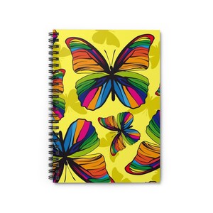 Kolorowy Motyl Spiral Notebook - Linia liniowana, Dziennik Motyli, Notatnik dla Uczniów, Prezent Artystyczny, Letnie Wibracje, Jasny Wystrój
