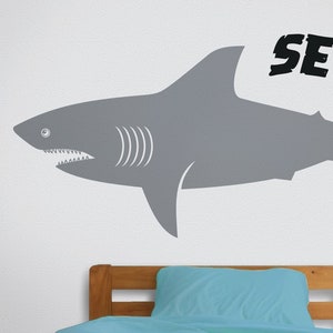 Shark wall decal personalized wall sticker, great white shark wall decal, custom shark wall sticker