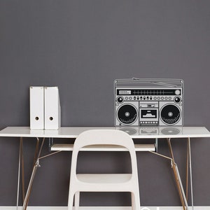 Boombox wall decal, vintage 80s wall sticker, retro art, music lover, boombox sticker, retro boombox decal, vinyl wall decal
