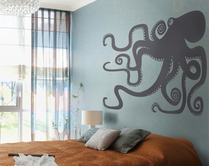 Octopus vinyl wall decal large- sticker art, tentacles, octopus wall art, octopus decor, bedroom decor, living room decor, nautical art