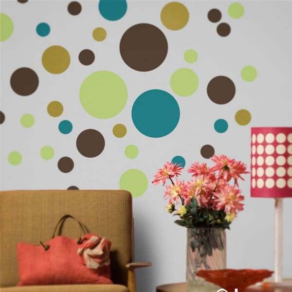 polka dot wall decal set, polka dot sticker art, nursery decor, polka dot design, polka dot art, circles wall decals,  FREE SHIPPING