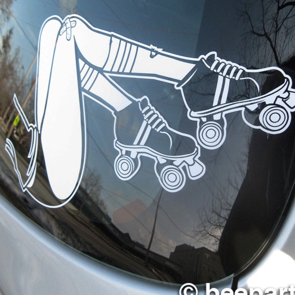 roller derby car decal, car decal for woman, roller skating sticker, street skating, bowls, gift for women, roller derby art,  FREE SHIPPING