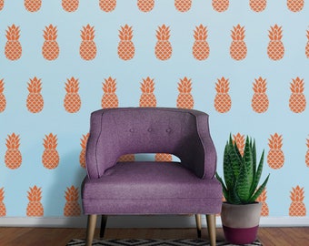 Pineapple wall decal- pineapple pattern decal set, tropical decor, living room decor, pineapple art, wall stickers