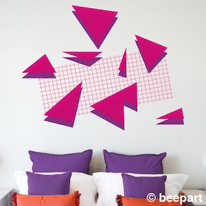 80s retro wall decal set, memphis group style, 80s art deco, geometric decals, vintage eighties, FREE SHIPPING