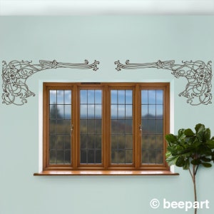 Art Nouveau decal border, window border decal, floral art, living room decor, entryway decal, FREE SHIPPING