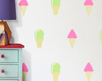 Ice Cream Cone Vinyl Wall Decal Set