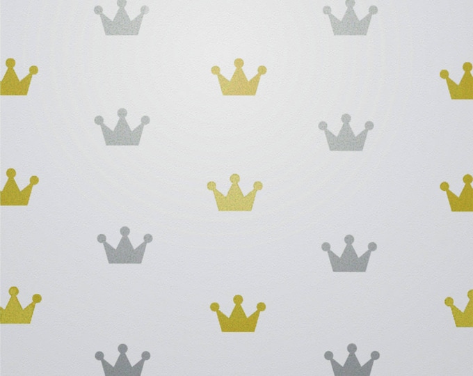 Gold and Silver Crown wall decals- prince, princess, bedroom decor, crown stickers, kid's room decor, nursery decor, metallic gold, royal