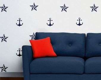 Anchor and Nautical Star Wall Decal Set