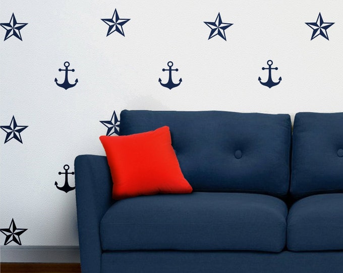 Anchor and Nautical Star Wall Decal Set