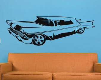 Lowrider wall decal- muscle car art, garage art, bedroom decor, hot rod art, automobile art, gift for man, boy's rom decor, man cave art