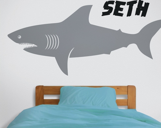Personalized Shark Wall decal: Custom Name sticker
