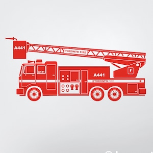 Red fire truck wall decal- personalized fire truck, custom, kid's room decor, firetruck, nursery decor, kids room, red truck