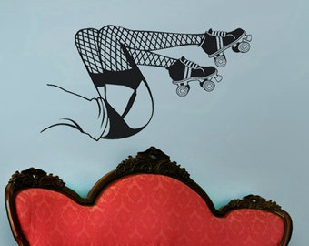Roller Derby Vinyl Wall Decal: Roller Skate Legs Wall Sticker Design