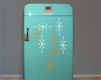 Atomic Starburst Kühlschrank Aufkleber- Mini-Kühlschrank Aufkleber, Mid Century Modern, Vintage 50er Jahre Kühlschrank Aufkleber, Retro Starburst Aufkleber