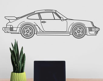 Porsche 911 turbo muur sticker voor autoliefhebber, 1988 Porsche 911 blauwdruk sticker, auto muur sticker, Porsche sticker, blauwdruk kantoorkunst