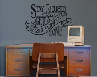 Motivational quote wall decal for office art positive affirmations wall decal for home office wall decor cheeky wall art fun quote sticker