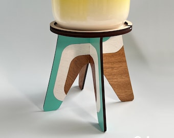 70s Style Wood Plant Stand: Retro Indoor Decor STARSKY