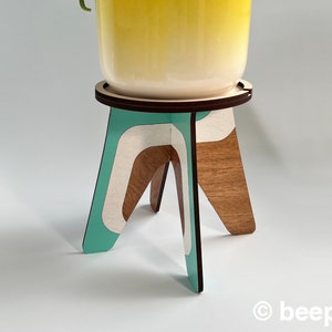 Holz Blumenständer für Zimmerpflanze 70er Jahre Design Holz Pflanzenhalter für Zimmerpflanzen, STARSKY Retro Zimmerpflanzenständer für kleine Pflanzen