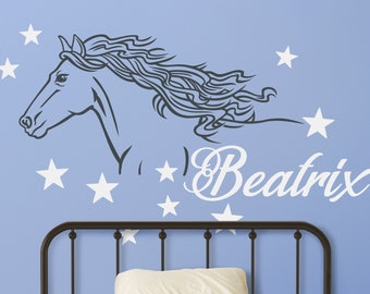 Personalized Horse wall decal, custom name vinyl wall decal