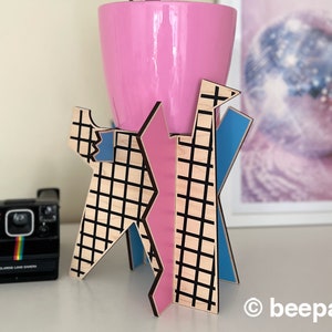 Soporte para plantas de interior estilo años 80, soporte para plantas de estilo Memphis, soporte para plantas de interior retro de los años 80, soporte para plantas de interior, estilo interior de los ochenta