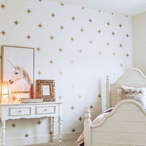 Gold stars wall decals mid century modern starbursts for nursery metallic gold star pattern wall decals for bedroom ceiling star stickers