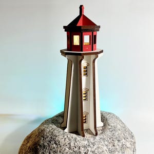 Bricolage miniature de phare de Peggy's Cove : maquette de phare en bois, Nouvelle-Écosse