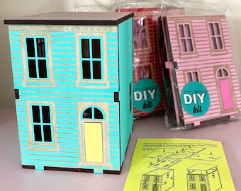 DIY East Coast Miniature Row House build it yourself bookshelf house 1:48 scale