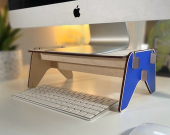 Wood monitor stand for office desk: Maple Veneer Computer Stand