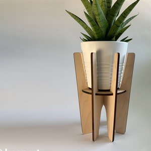Wood plant stand, indoor plant holder, MONTCLAIR , wooden plant pedestal, mid century modern, retro design, house plant riser, modern design