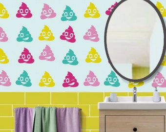 Unicorn poop wall decal set- poop emoji stickers, poo emoji, kitsch art, poo emoji art, campy art, fun bathroom decor, bedroom art