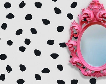 Dalmatian print wall decal- black polka dot, polka dot pattern, bedroom decor teens, polka dot stickers, Dalmatian spots, black spots