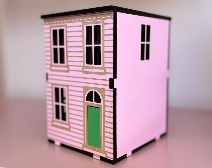 East Coast Miniature Row House: Colorful Biscuit Box Style Wooden House