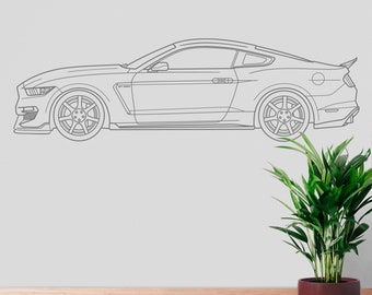 Ford Shelby Mustang wall decal, 2019 GT 350, pony car, auto blueprint art, automobile design, muscle car, car lover gift, American car