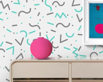 80s Style Wall Decal Set: Squiggles and Dots Abstract Vinyl Stickers