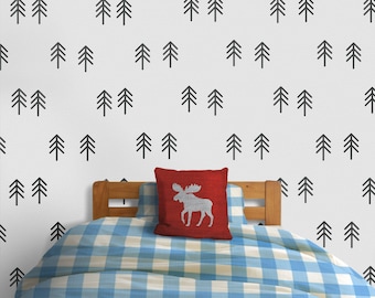 Forest trees wall decal- tree pattern, forest decals, woods, outdoors, wilderness art, tree stickers, forest art