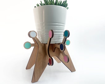 Atomic Starburst Plant Stand: Mid Century Modern Indoor Planter