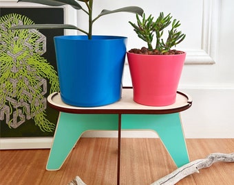 Indoor Plant stand for 2 plants, Wood plant holder Scandinavian Style