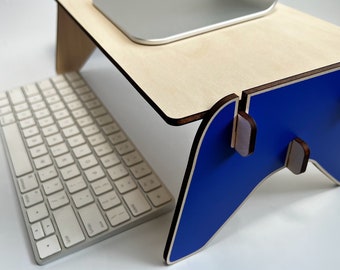 Wood monitor stand for home office accessory display stand for iMac computer stand custom color stand for office work desk ergonomics