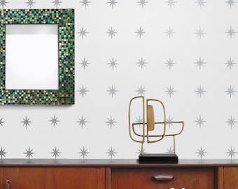 Silver Starburst Vinyl Wall Decal set: Star Pattern Stickers
