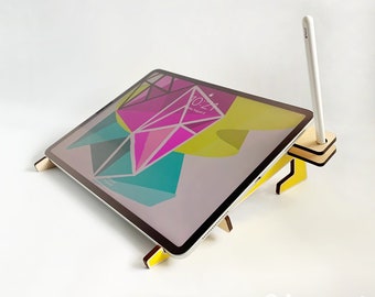 Dual Function Wood Tablet Stand, Stylus Holder, iPad Holder XR 3000