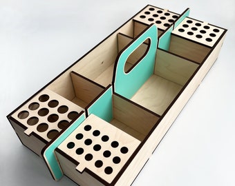 Wood Art Supplies Organizer: Wooden Craft Caddy for Art Supplies KRAFTBUCKIT